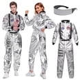 thumbnail image 1 of Alaiyaky Adult Astronaut Costume, Space Costume Halloween Fancy Dress Silver Spaceman Cosplay Astronaut Uniform Jumpsuit Outfits Halloween Book Day Party Dress Up, 1 of 7