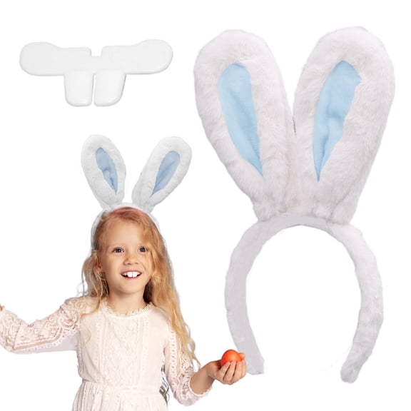 Alaiyaky Bunny Ears Headband, Easter Plush Rabbit Ears Headband Bunny Teeth Bunny Cosplay Costume Fancy Dress Up Accessories Easter Egg Hunt Decorations Party Spring Celebrations