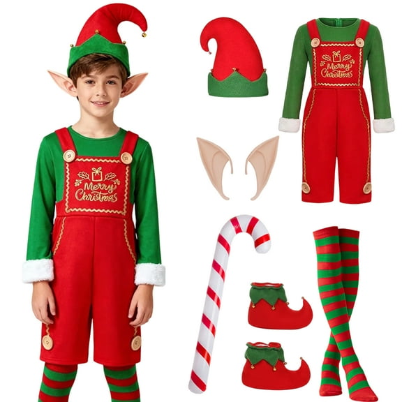 Alaiyaky Christmas Elf Costume Unisex Carnival Cosplay Outfit Accessory Unisex Fancy Dress Halloween Party