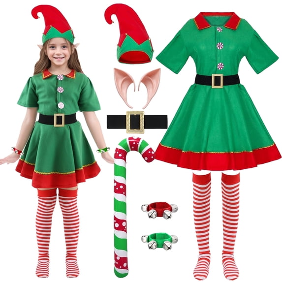 Alaiyaky Christmas Elf Costume Unisex Carnival Cosplay Outfit Accessory Unisex Fancy Dress Halloween Party