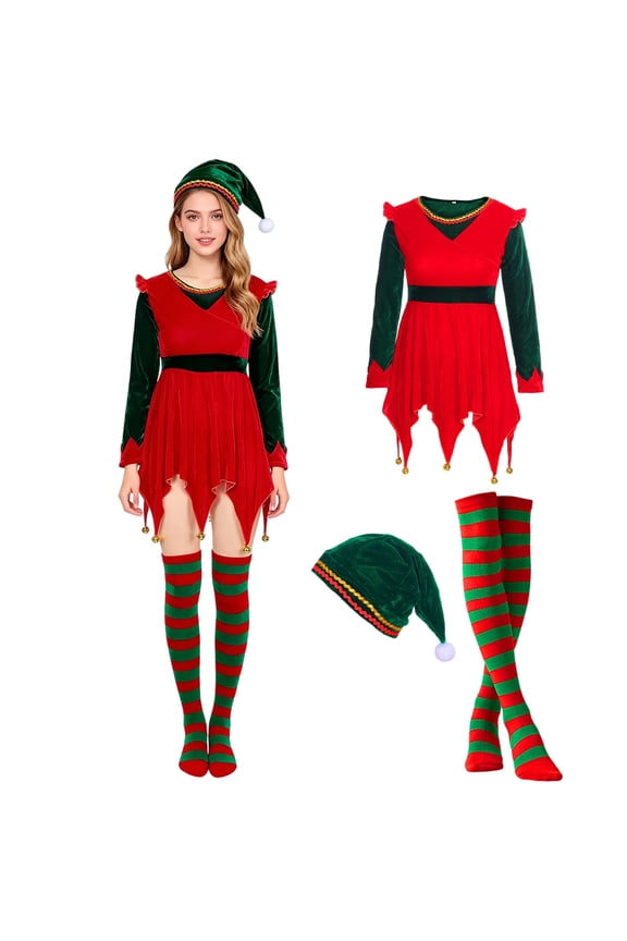 Christmas Elf Costume for Women Elf Dresses Carnival Cosplay Outfit Christmas Costumes for Women Accessory Fancy Dress