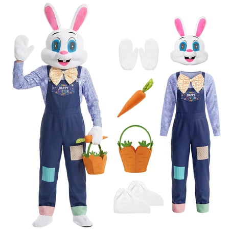 Alaiyaky Easter Bunny Costume Adult - Deluxe Easter Bunny Suit Rabbit Mascot Outfit - Perfect for Easter Parades Cosplay Holiday Events