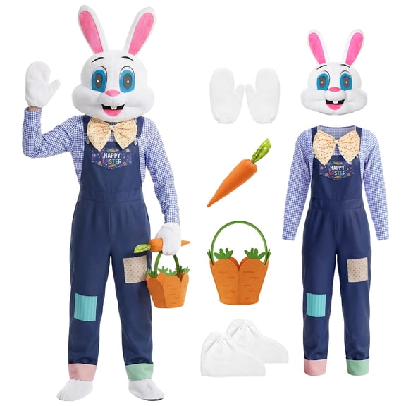 Alaiyaky Easter Bunny Costume Adult - Deluxe Easter Bunny Suit Rabbit Mascot Outfit - Perfect for Easter Parades Cosplay Holiday Events