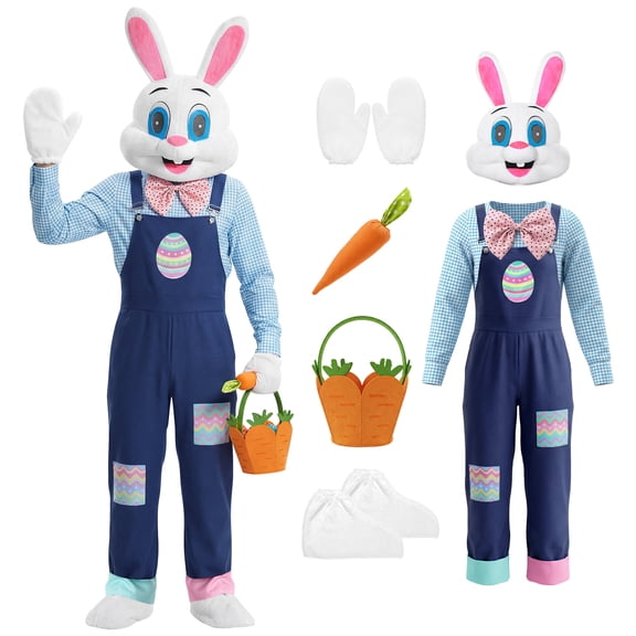 Alaiyaky Easter Bunny Costume Adult - Deluxe Easter Bunny Suit Rabbit Mascot Outfit - Perfect for Easter Parades Cosplay Holiday Events