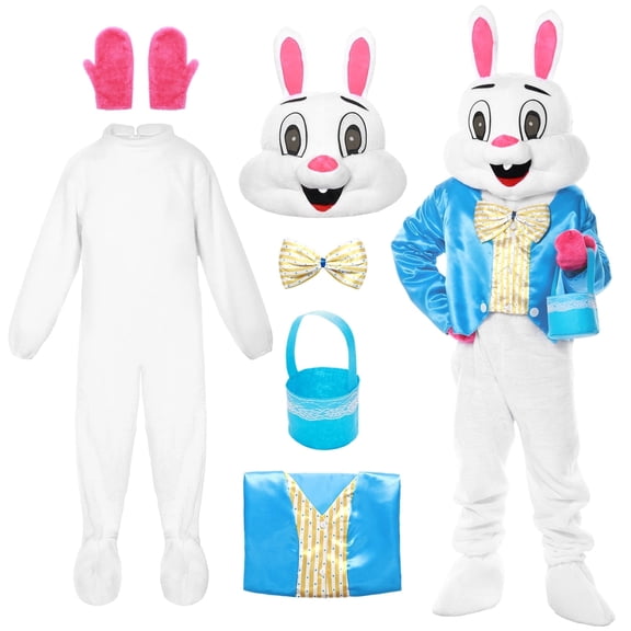Alaiyaky Easter Bunny Costume Adult, Rabbit Costume with Vest Rabbit Bow Tie, Rabbit Onesie Costume for Easter Fancy Dress Costume