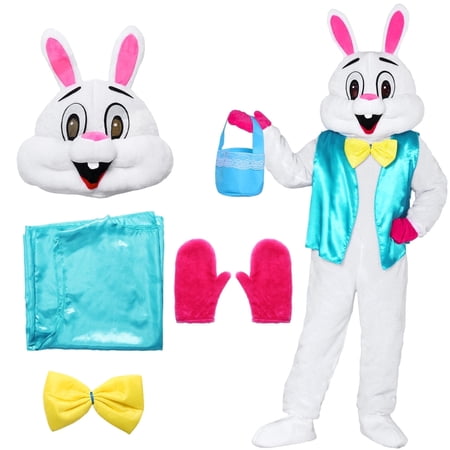 Alaiyaky Easter Bunny Costume Adult, Rabbit Costume with Vest Rabbit Bow Tie, Rabbit Onesie Costume for Easter Fancy Dress Costume