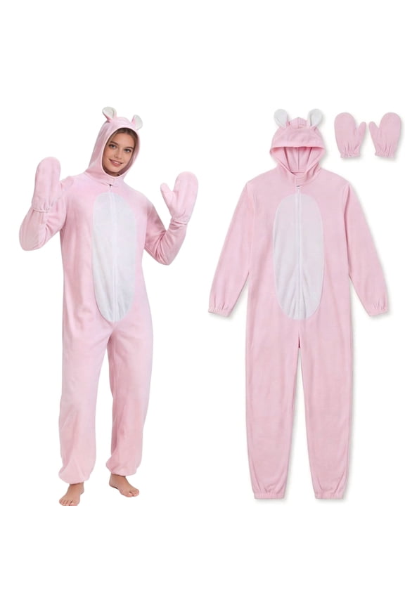Easter Bunny Costumes Adult, Rabbit Onesie Pyjamas, Cartoon Animal Jumpsuit, Pink Bunny Onesie for Easter Cosplay