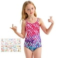 thumbnail image 1 of Alaiyaky Girls One Piece Swimsuit Mermaid Bathing Suit with Mermaid Stickers Summer Beach Swimwear, 1 of 8