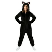 Alaiyaky Onesie Adult Black Cat Onesie Pajamas for Adults Halloween Cat Costume Cosplay One-Piece Sleepwear Christmas Sleepwear