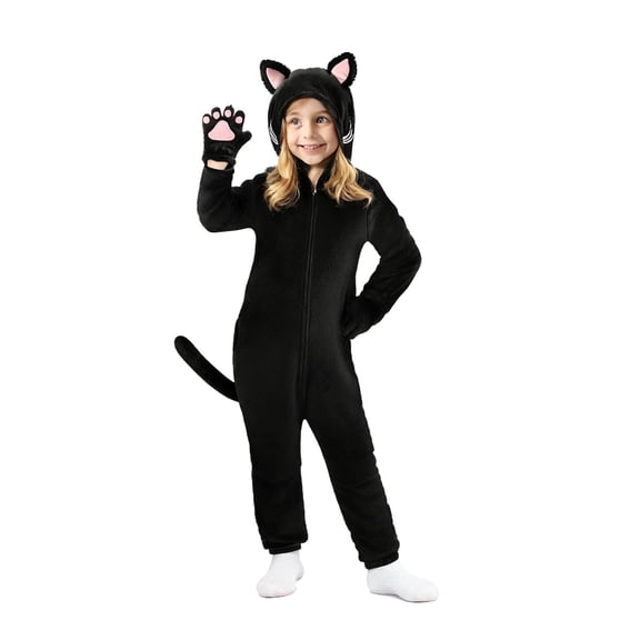 Alaiyaky Onesie Black Cat Onesie Pajamas for Halloween Cat Costume Cosplay One-Piece Sleepwear Christmas Sleepwear