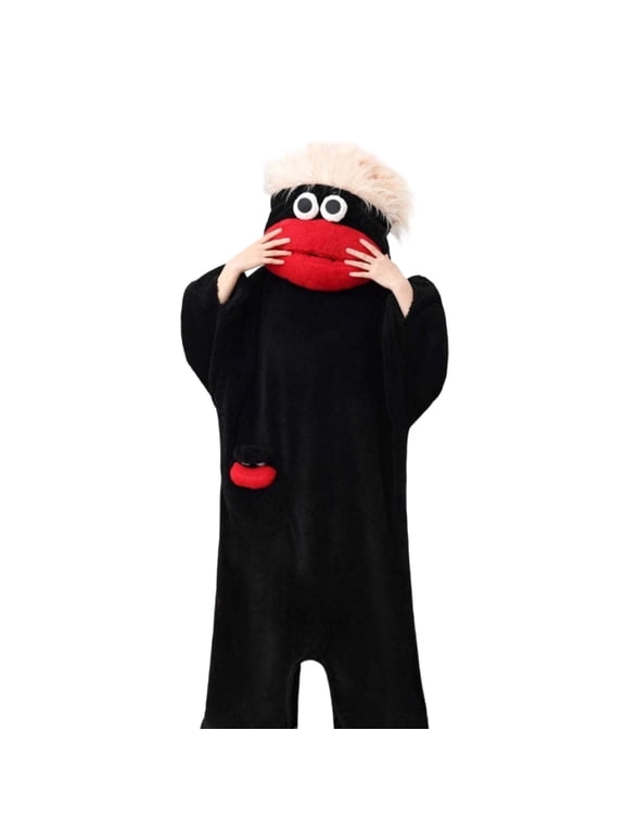 Silly Onesie Funny Onesie Pajamas for Adults, Fluffy Hooded Jumpsuit with Pockets, Wearable Blanket for Home Loungewear, Funny One Piece Loungewear Unisex
