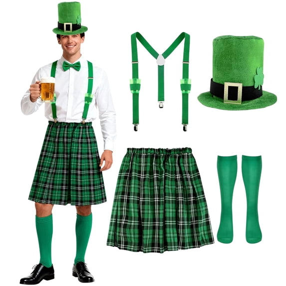 Alaiyaky St Patrick's Day Costume Set Adult with St Patrick's Day Accessories, Patrick Costume Patrick's Day Costume Accessories Set