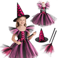 thumbnail image 1 of Alaiyaky Witch Costume Kids Girl Witches Dress Princess Outfit Scary Witch Hat Hat Brooms Party Cosplay Carnival Fancy Dress, 1 of 8
