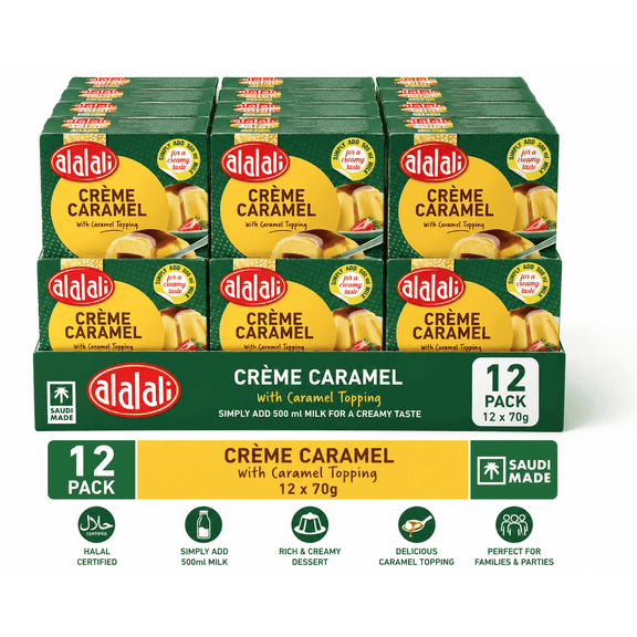 Alalali Creme Caramel Flan Mix, Easy Caramel Pudding & Flan Dessert (Flan de Caramelo), 12 Pack x 70 g