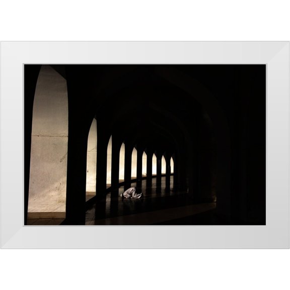 Alam Khan, Rakibul 32x23 White Modern Wood Framed Museum Art Print Titled - Pray For Allah