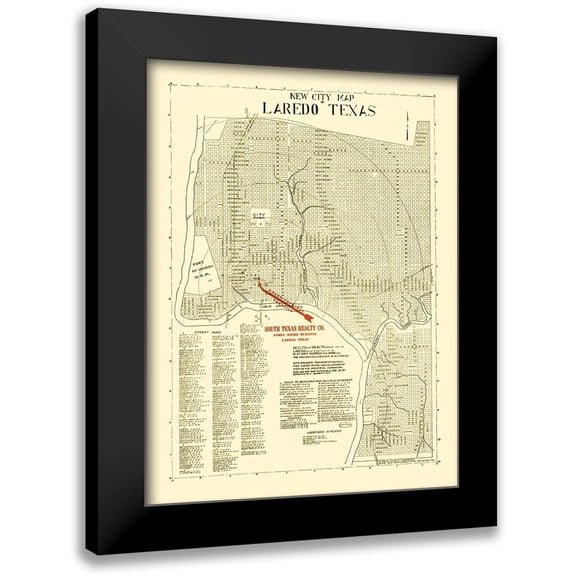 Alamo Blue Print 11x14 Black Modern Framed Museum Art Print Titled - Laredo Texas - Alamo Blue Print 1930
