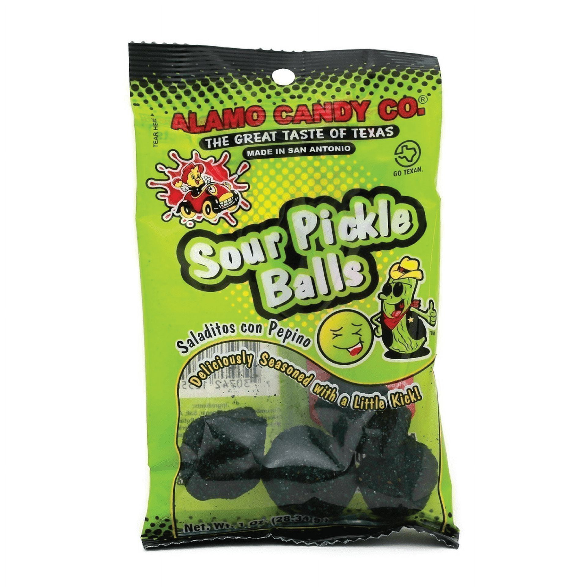 Alamo Candy Co Sour Pickle Balls Flavored Mexican Candy 12 Bags