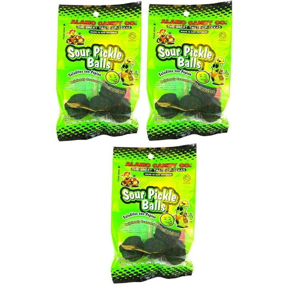 Alamo Candy Sour Pickle Balls, MDA051 Ounce, Pack of 3