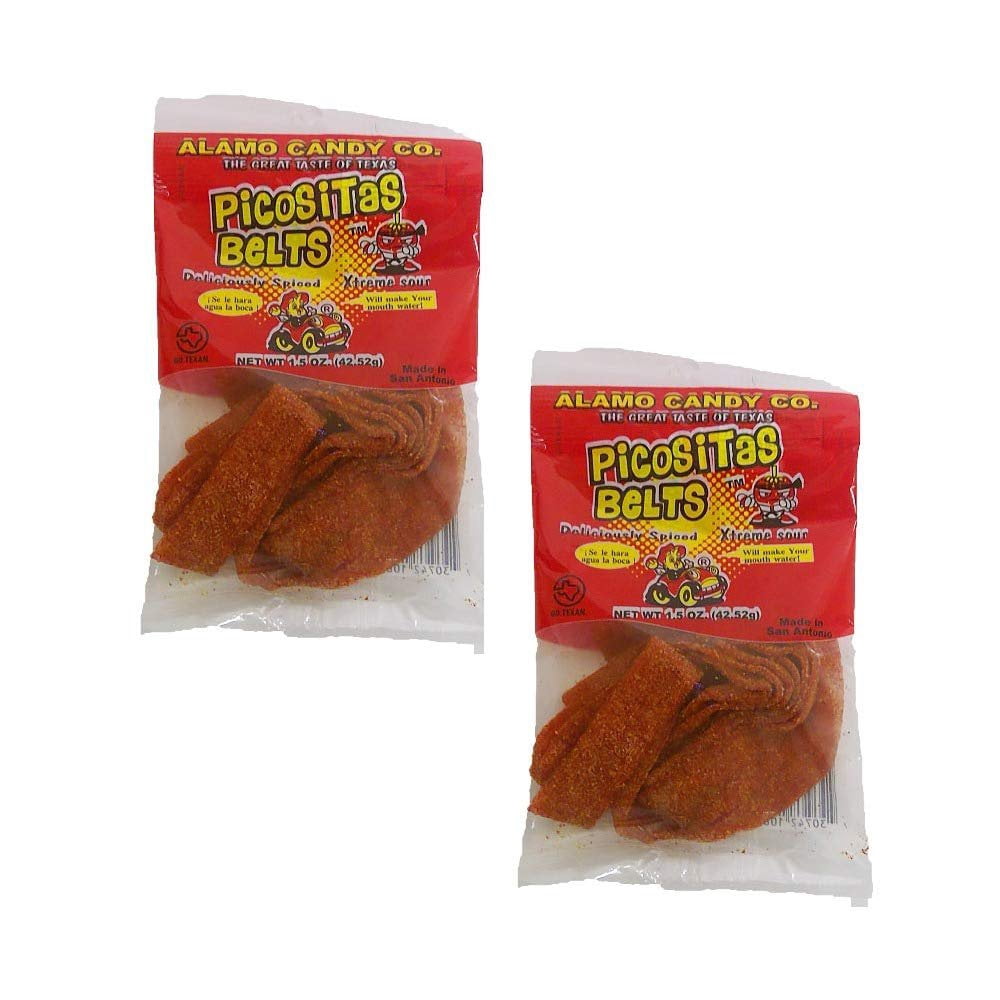 Alamo Candy Xtreme Sour Spiced Picositas Belts, 1.5 Oz (Pack of 2