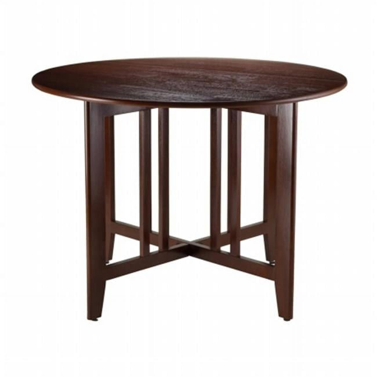 42" Transitional Round Walnut Wood Extendable Dining Table