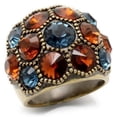thumbnail image 1 of Alamode 0W234-10 Antique Copper Brass Ring with Top Grade Crystal, Multi Color - Size 10, 1 of 1
