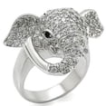 thumbnail image 1 of Alamode 0W280-5 Rhodium Brass Ring with Top Grade Crystal, Jet - Size 5, 1 of 1