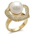 thumbnail image 1 of Alamode 1W103-6 Gold Brass Ring with Synthetic Pearl, White - Size 6, 1 of 1