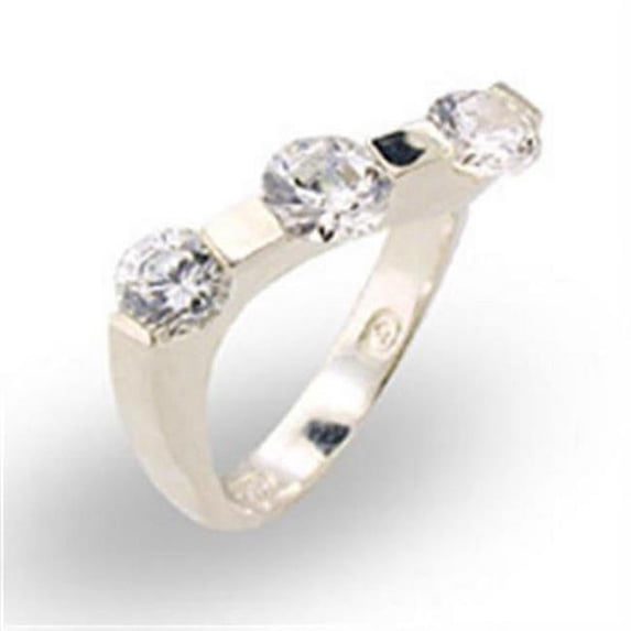 Alamode 30123-9 High-Polished 925 Sterling Silver Ring with AAA Grade CZ, Clear - Size 9