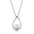 thumbnail image 1 of Alamode 3W1036-16Plus3 Women Rhodium Brass Chain Pendant with Synthetic in White - 16 & 3 in., 1 of 1