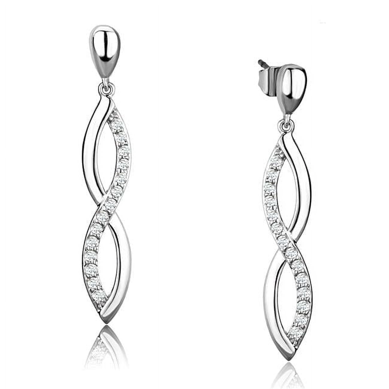 Alamode 3W1045 Women Rhodium Brass Earrings with AAA Grade CZ in Clear