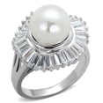 thumbnail image 1 of Alamode 3W1073-7 Women Rhodium Brass Ring with Synthetic in White - Size 7, 1 of 1