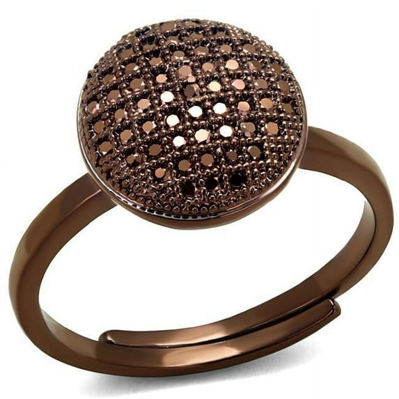 Alamode 3W1187-5 Women IP Coffee Light Brass Ring with AAA Grade CZ in Light Coffee - Size 5