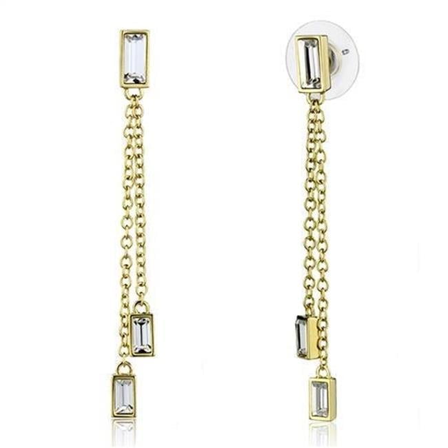 Alamode 3W1202 Women Gold Brass Earrings with Top Grade Crystal in Clear