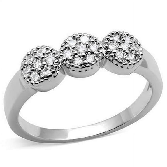 Alamode 3W1220-6 Women Rhodium Brass Ring with AAA Grade CZ in Clear - Size 6