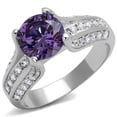 thumbnail image 1 of Alamode 3W1359-5 Women Rhodium Brass Ring with AAA Grade CZ in Amethyst - Size 5, 1 of 1