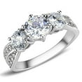 thumbnail image 1 of Alamode 3W1456-6 Women Rhodium Brass Ring with AAA Grade CZ in Clear - Size 6, 1 of 1