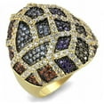 thumbnail image 1 of Alamode 3W1461-6 Women Gold & Ruthenium Brass Ring with AAA Grade CZ in Multi Color - Size 6, 1 of 1