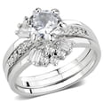 thumbnail image 1 of Alamode 3W1558-8 Women Rhodium Brass Ring with AAA Grade CZ in Clear - Size 8, 1 of 1