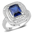 thumbnail image 1 of Alamode 3W1565-8 Women Rhodium Brass Ring with Synthetic in London Blue - Size 8, 1 of 1