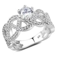 thumbnail image 1 of Alamode 3W1577-5 Women Rhodium Brass Ring with AAA Grade CZ in Clear - Size 5, 1 of 1