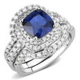 thumbnail image 1 of Alamode 3W1599-6 Women Rhodium Brass Ring with Synthetic in London Blue - Size 6, 1 of 1