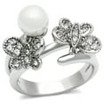 thumbnail image 1 of Alamode 3W223-6 Women Rhodium Brass Ring with Synthetic in White - Size 6, 1 of 1