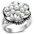 thumbnail image 1 of Alamode 3W232-6 Women Rhodium Brass Ring with Synthetic in White - Size 6, 1 of 1