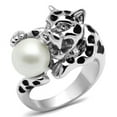 thumbnail image 1 of Alamode 3W297-10 Women Rhodium Brass Ring with Synthetic in White - Size 10, 1 of 1