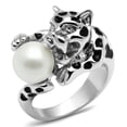 thumbnail image 1 of Alamode 3W297-5 Women Rhodium Brass Ring with Synthetic in White - Size 5, 1 of 1