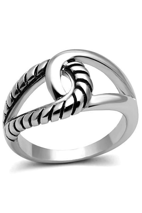 Alamode 3W310-7 Women Rhodium Brass Ring with Epoxy in Jet - Size 7