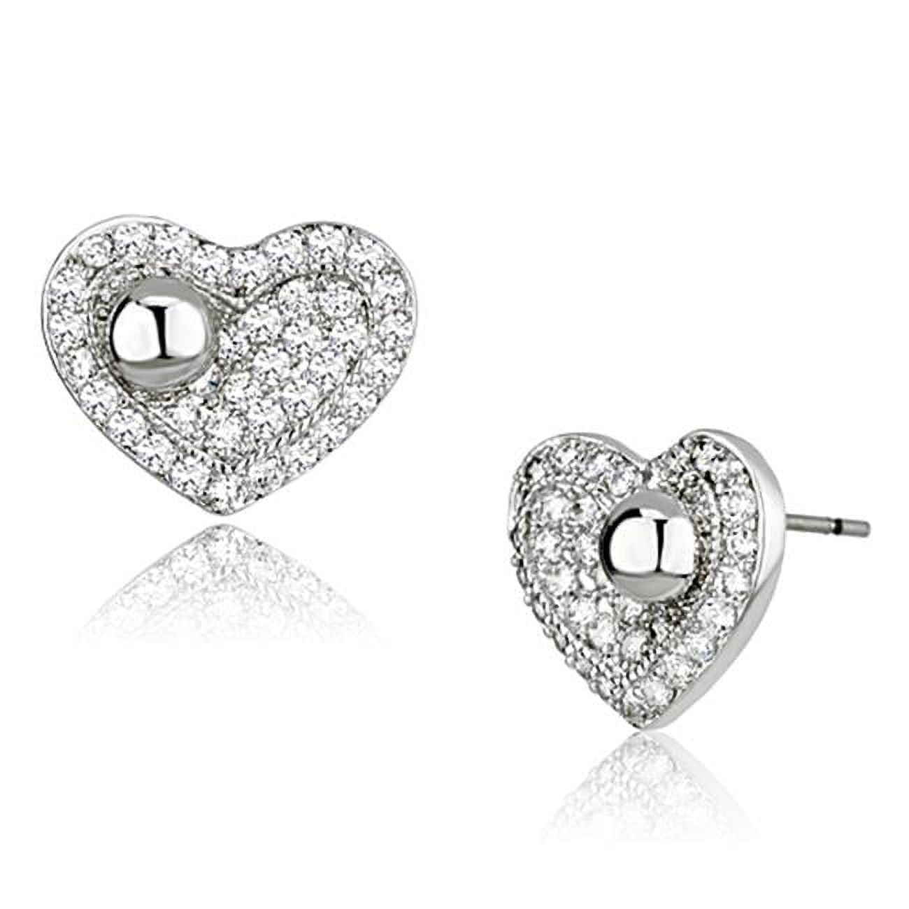 Alamode 3W374 Women Rhodium Brass Earrings with AAA Grade CZ in Clear