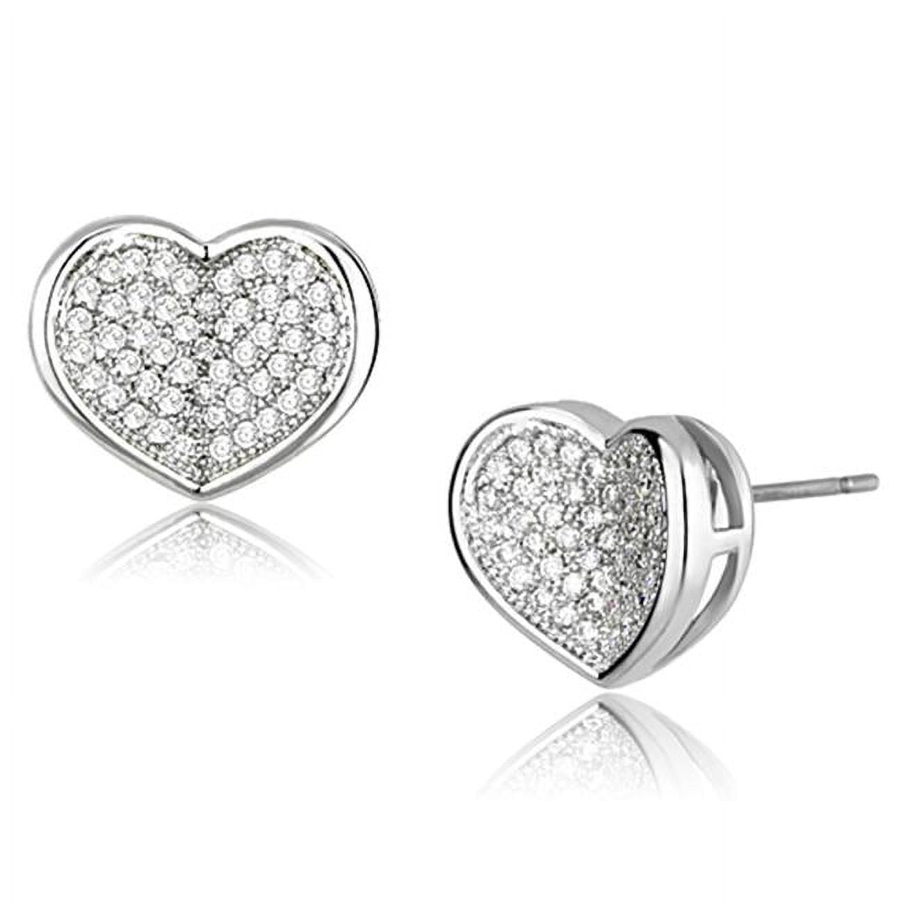 Alamode 3W389 Women Rhodium Brass Earrings with AAA Grade CZ in Clear