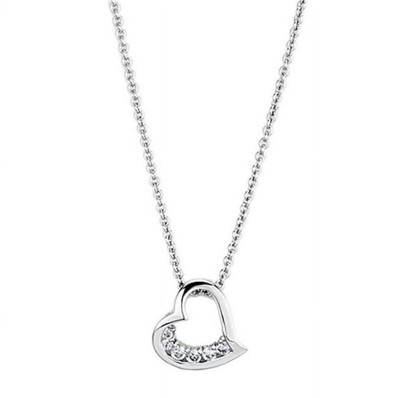 Alamode 3W410-16 Women Rhodium Brass Necklace with AAA Grade CZ in Clear - 16 in.