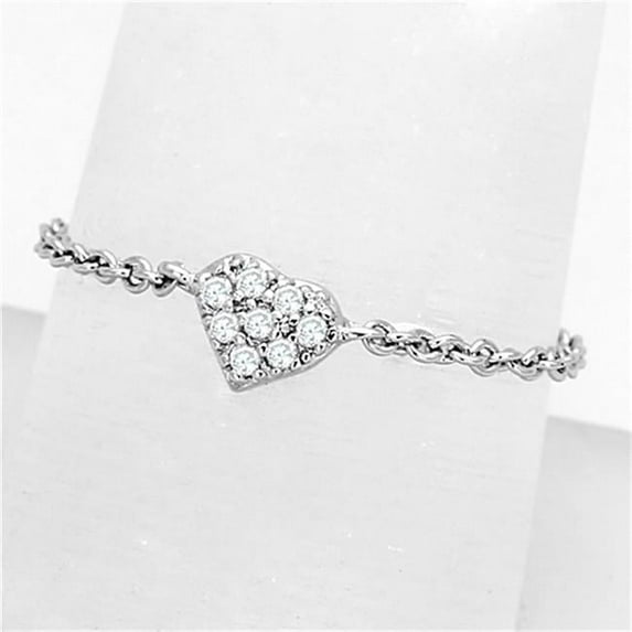 Alamode 3W518-9 Women Rhodium Brass Ring with AAA Grade CZ in Clear - Size 9